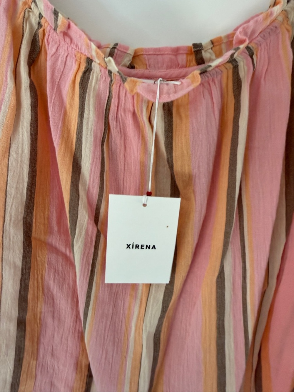Xirena Carah Cotton Gauze Top in Pink Sunset Villa Stripe Size M New with Tags - Picture 6 of 10